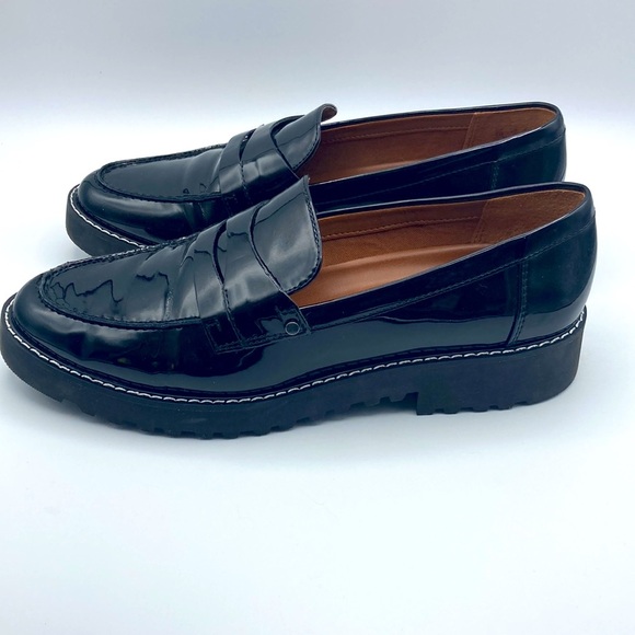Franco Sarto Patent Leather Cassandra Black Platform Penny Loafer - Picture 4 of 8